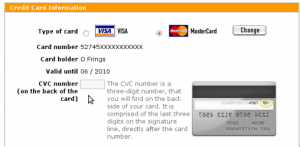 CVC Code input screenshot 